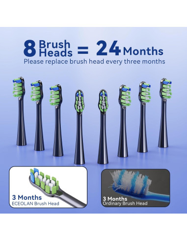 Cepillo de dientes eléctrico ECEOLAN WS-7008 rosa IPX7 8 cabezales