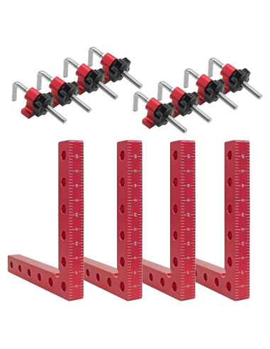 Abrazaderas de Esquina 90 YIZDONE - Aluminio 14 cm - Paquete de 4