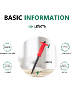 Cincel de Albañilería Barra Rey Mono 30.48 cm Acero 60CRV 2