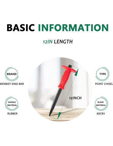 Cincel de Albañilería Barra Rey Mono 30.48 cm Acero 60CRV