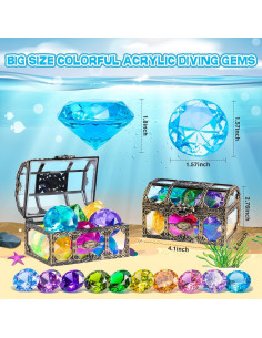 Juguete de Buceo DISHIO 10 Gemas Coloridas con Cofre 2