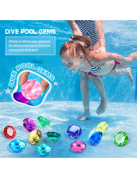 Juguete de Buceo DISHIO 10 Gemas Coloridas con Cofre