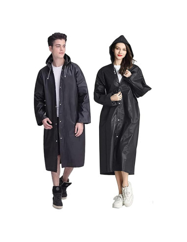 Poncho Impermeable Reutilizable GUKOY Unisex Negro 150 cm