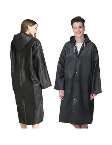 Poncho Impermeable Reutilizable GUKOY Unisex Negro 150 cm