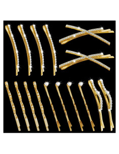 Conjunto 16 Clips de Pelo Dorados Rhinestone SHEHARUHI