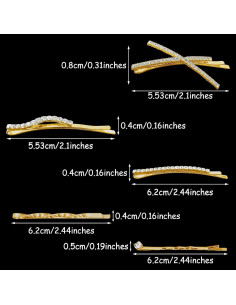 Conjunto 16 Clips de Pelo Dorados Rhinestone SHEHARUHI 2