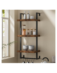 Estantes Flotantes FUSUNBAO 3 Niveles Madera Antigua 22.68 kg