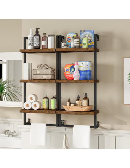 Estantes Flotantes FUSUNBAO 3 Niveles Madera Antigua 22.68 kg