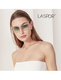 Gafas de sol retro LASPOR unisex sin montura doradas UV400 2