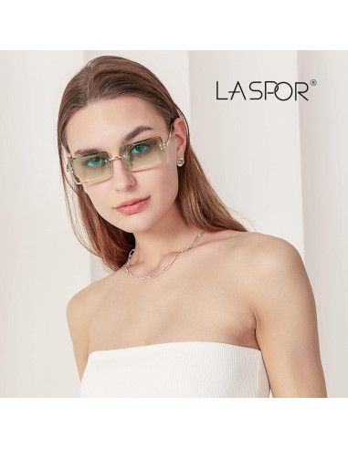 Gafas de sol retro LASPOR unisex sin montura doradas UV400