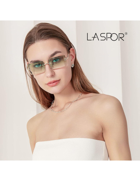 Gafas de sol retro LASPOR unisex sin montura doradas UV400