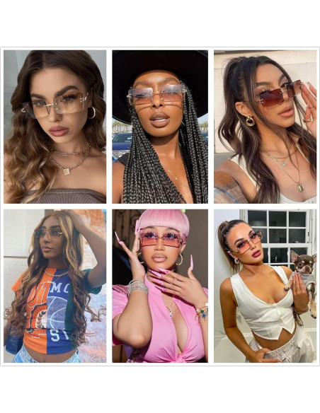 Gafas de sol retro LASPOR unisex sin montura doradas UV400