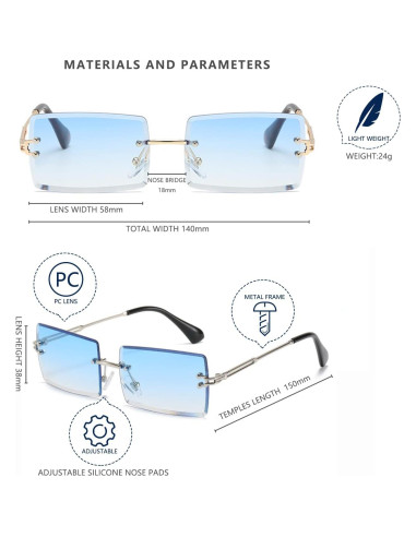 Gafas de sol retro LASPOR unisex sin montura doradas UV400