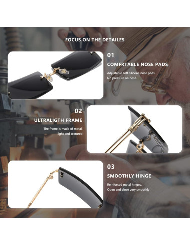 Gafas de sol retro LASPOR unisex sin montura doradas UV400