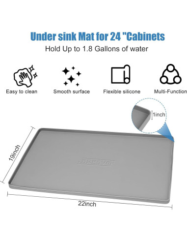 Alfombrilla impermeable BEESVO para fregadero 55.88 x 48.26 cm
