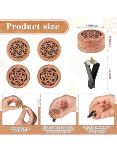 Difusores de Aceite Esencial Patelai para Automóvil - 4 Pcs Madera 2