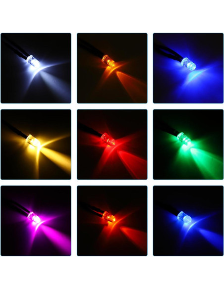 Diodos LED 3mm PATIKIL Luz Azul 20 Pcs 3V Pre Cableados