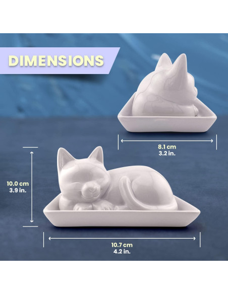 Plato de Mantequilla Cerámica Kwirkworks Gato 10.67x8.13cm
