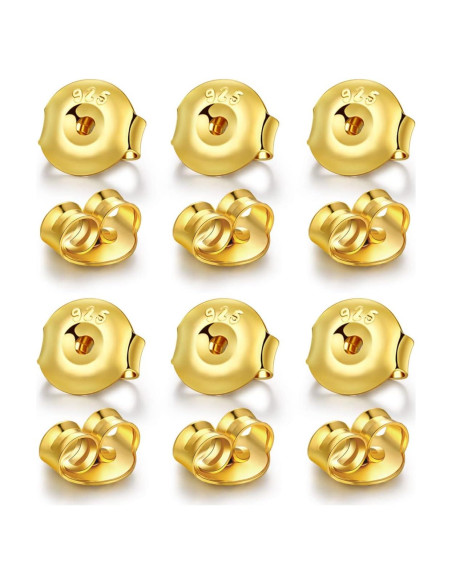 Resortes Ajustables Catinee para Aretes de Oro 14K y Plata 925 - 6 Pares
