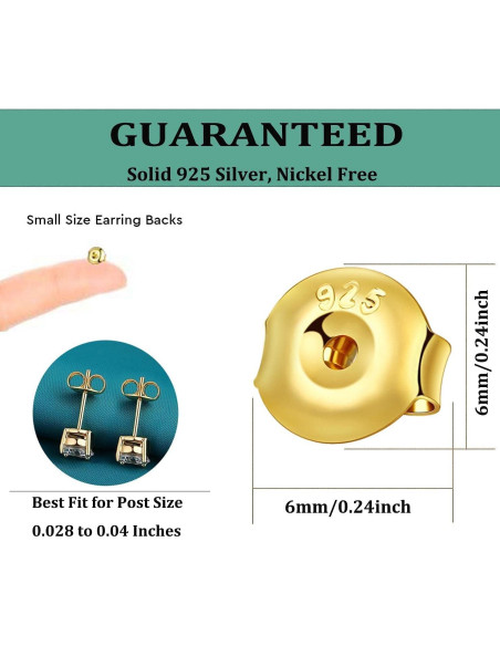 Resortes Ajustables Catinee para Aretes de Oro 14K y Plata 925 - 6 Pares