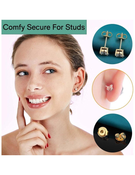 Resortes Ajustables Catinee para Aretes de Oro 14K y Plata 925 - 6 Pares