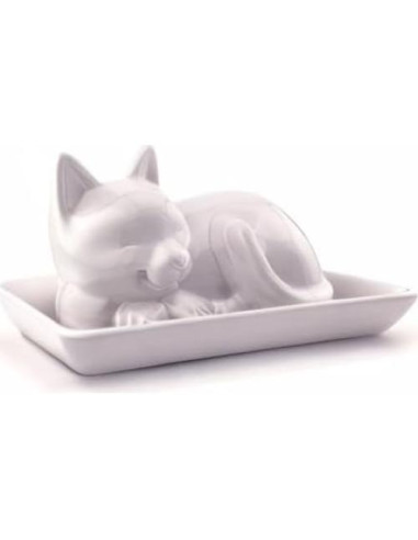 Plato de Mantequilla Cerámica Kwirkworks Gato 10.67x8.13cm