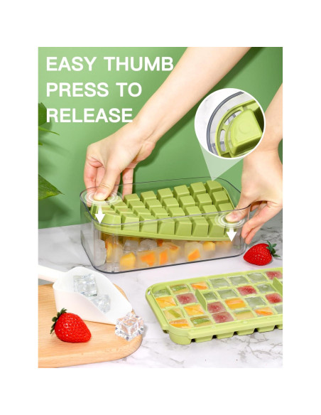 Bandeja de Hielo Doonly con Tapa y Contenedor - 64 Cubos