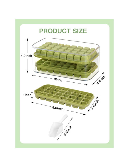 Bandeja de Hielo Doonly con Tapa y Contenedor - 64 Cubos