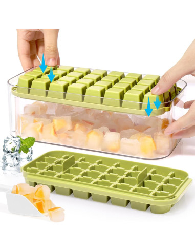 Bandeja de Hielo Doonly con Tapa y Contenedor - 64 Cubos