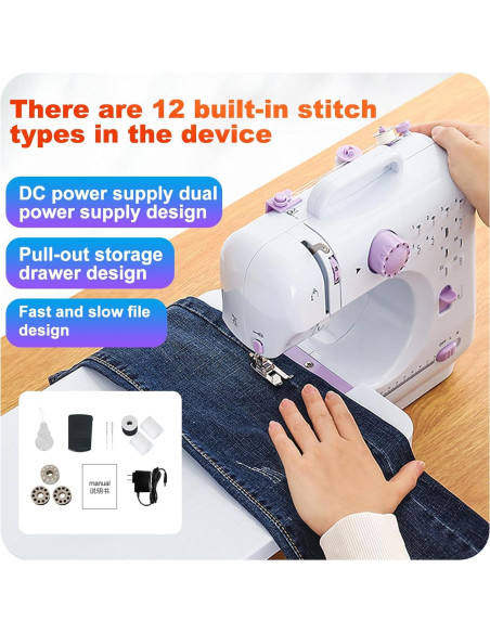 Mini máquina de coser portátil Tidjani 505A 12 puntadas 97 piezas