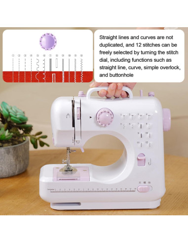 Mini máquina de coser portátil Tidjani 505A 12 puntadas 97 piezas