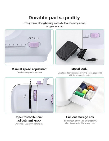 Mini máquina de coser portátil Tidjani 505A 12 puntadas 97 piezas