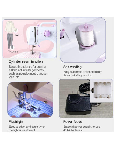 Mini máquina de coser portátil Tidjani 505A 12 puntadas 97 piezas