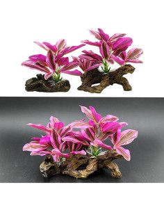 Decoraciones para Acuarios Smoothedo-Pets Hoja Rosa 2 Piezas 2