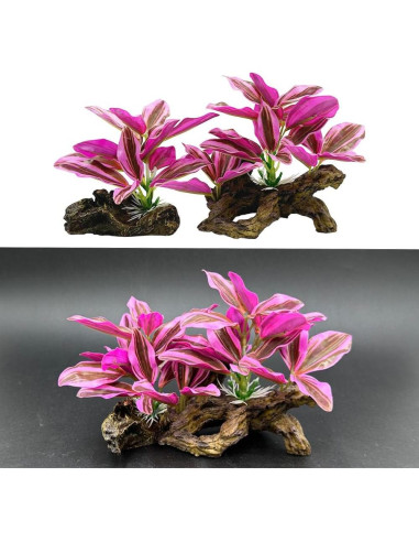 Decoraciones para Acuarios Smoothedo-Pets Hoja Rosa 2 Piezas