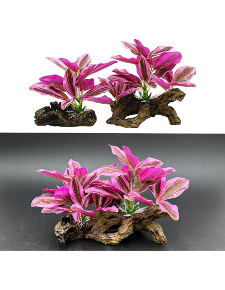 Decoraciones para Acuarios Smoothedo-Pets Hoja Rosa 2 Piezas