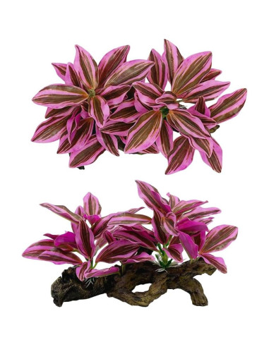 Decoraciones para Acuarios Smoothedo-Pets Hoja Rosa 2 Piezas