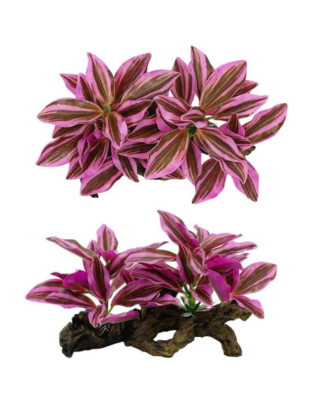 Decoraciones para Acuarios Smoothedo-Pets Hoja Rosa 2 Piezas