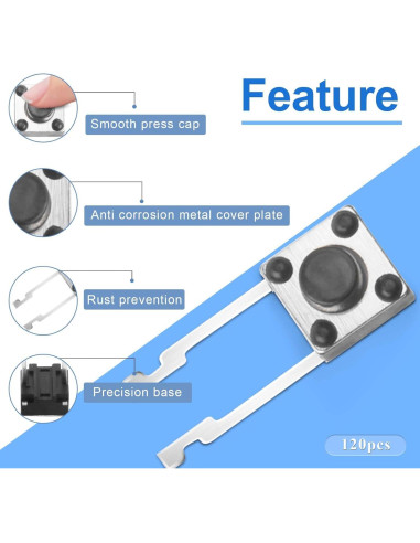 120 Interruptores Táctiles de Botón Pulsador Juasky 6x6mm