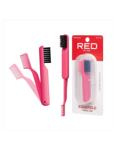 Peine Plegable y Cepillo de Bordes Red by Kiss Rosa 2-en-1