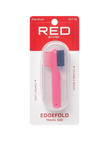 Peine Plegable y Cepillo de Bordes Red by Kiss Rosa 2-en-1