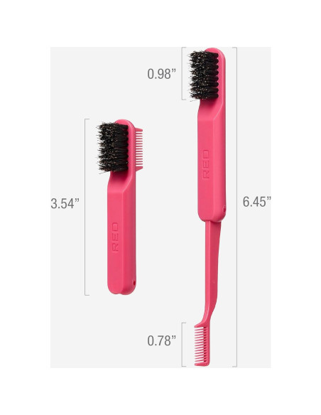 Peine Plegable y Cepillo de Bordes Red by Kiss Rosa 2-en-1
