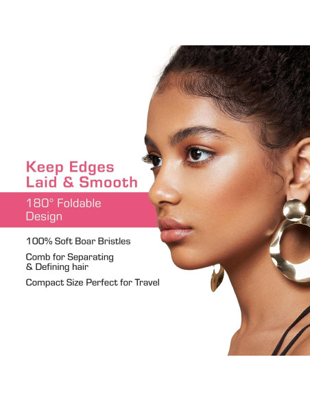 Peine Plegable y Cepillo de Bordes Red by Kiss Rosa 2-en-1