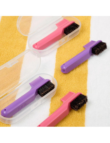 Peine Plegable y Cepillo de Bordes Red by Kiss Rosa 2-en-1