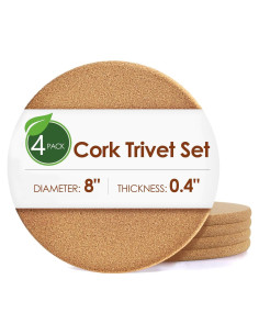 Trivets de corcho QPIX DIGITAL 8" paquete de 4 resistentes al calor