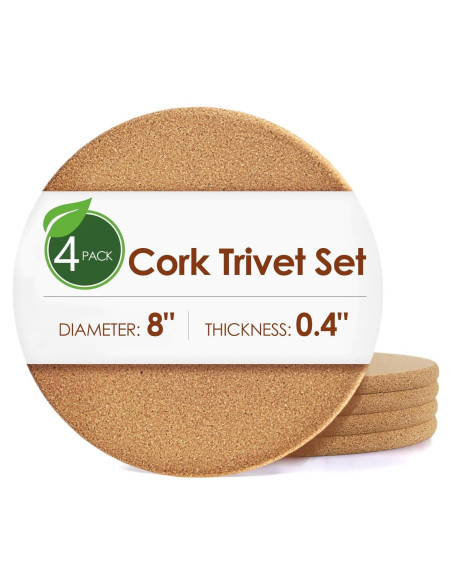 Trivets de corcho QPIX DIGITAL 8" paquete de 4 resistentes al calor