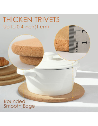 Trivets de corcho QPIX DIGITAL 8" paquete de 4 resistentes al calor