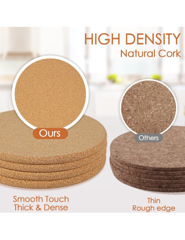 Trivets de corcho QPIX DIGITAL 8" paquete de 4 resistentes al calor