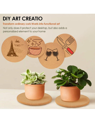 Trivets de corcho QPIX DIGITAL 8" paquete de 4 resistentes al calor