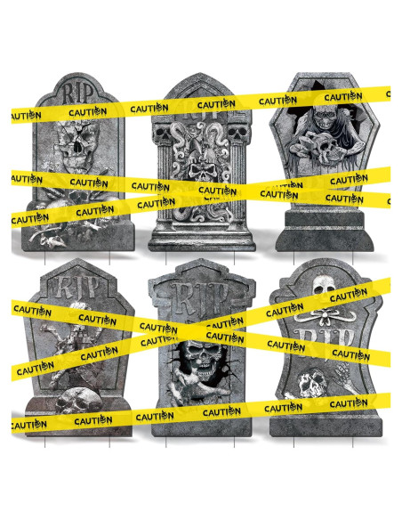 Decoraciones de Halloween Lápidas 6 Pcs qiyeyeye 34.8 cm